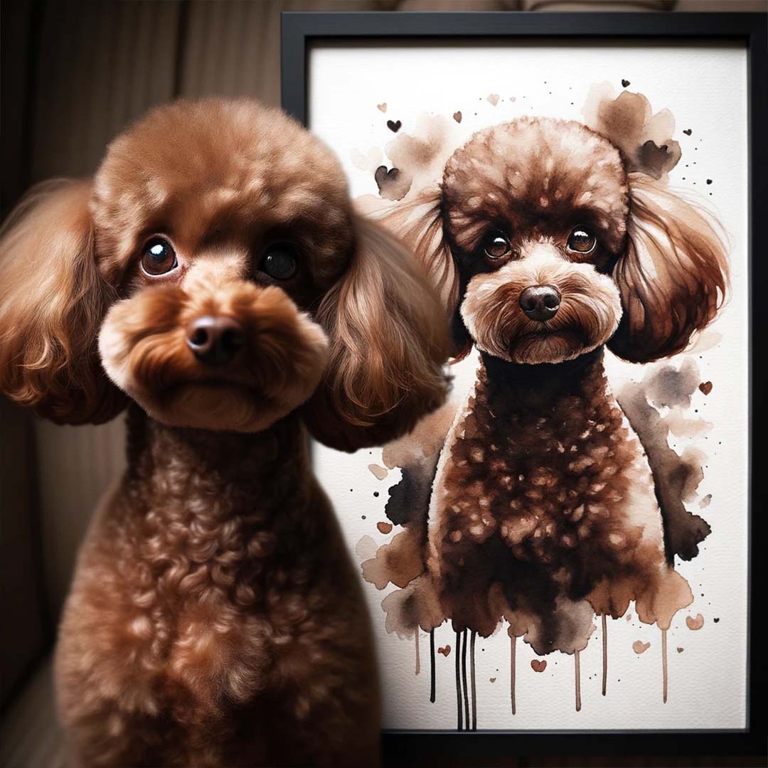 Photo en Peinture Aquarelle Portrait d'Animal de Compagnie
