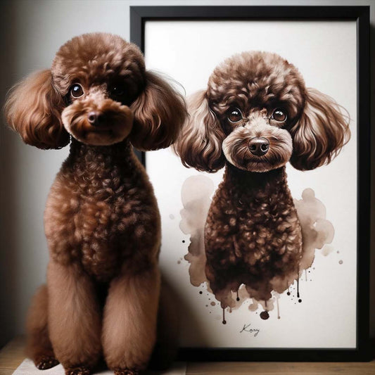 Photo en Peinture Aquarelle Portrait d'Animal de Compagnie